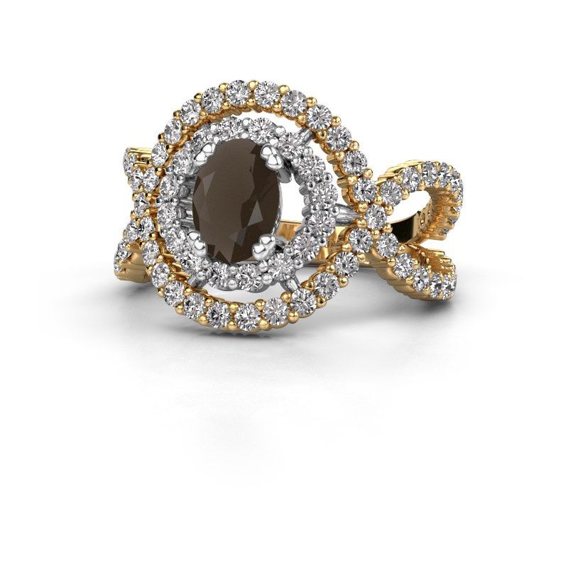 Image de Bague Chau<br/>585 or jaune<br/>Quartz fumé 7x5 mm
