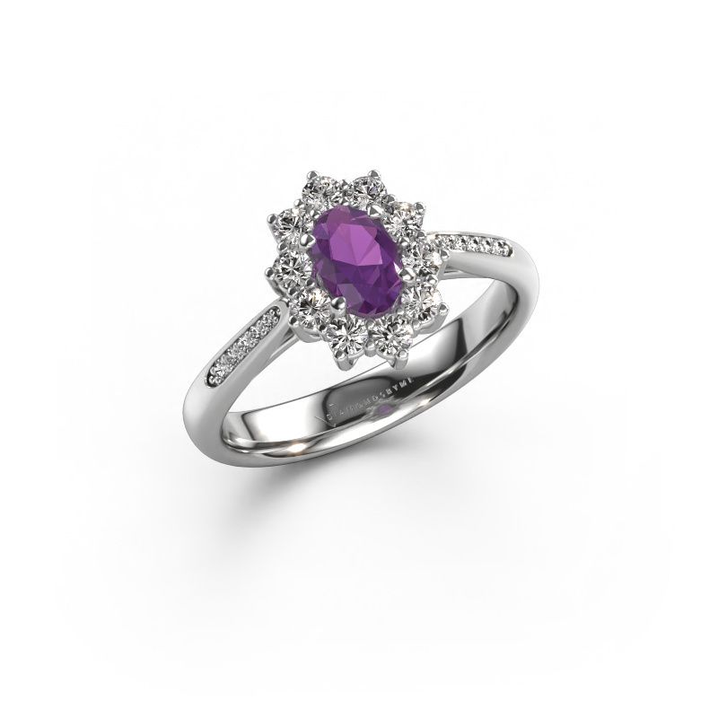 Verlovingsring Leesa 2 585 witgoud amethist 6x4 mm