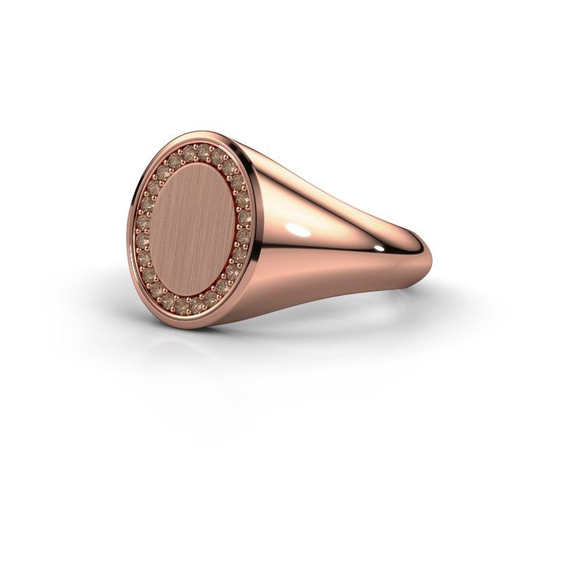 Image of Men's ring floris oval 2<br/>585 rose gold<br/>Brown diamond 0.18 crt