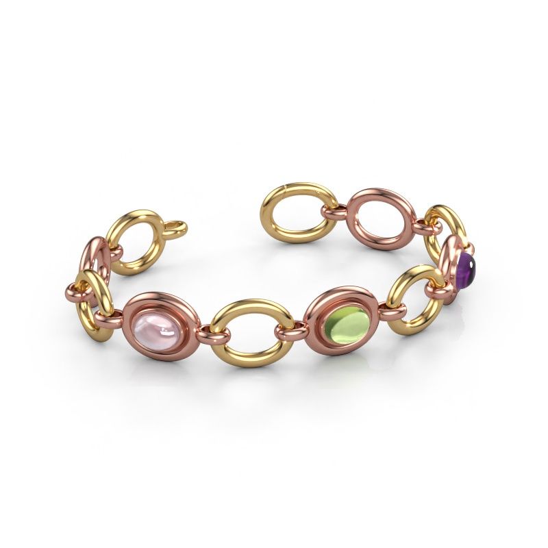 Link bracelet Maxima 3 585 rose gold morganite champagne 9x7 mm