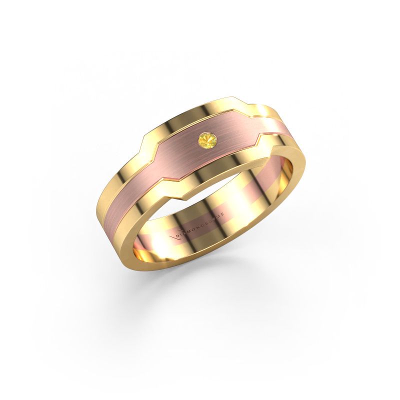 Heren ring Guido 585 rosé goud gele saffier 2 mm
