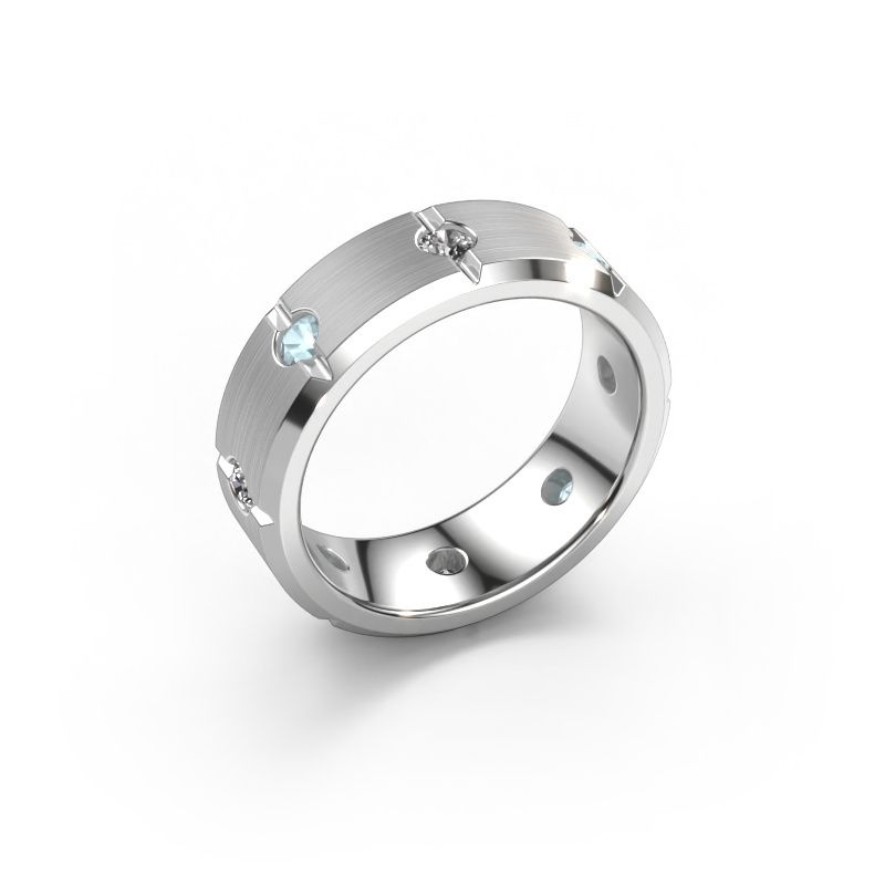 Men's ring Irwin 585 white gold aquamarine 2.7 mm
