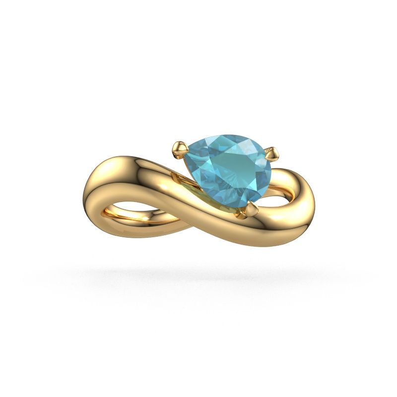 Engagement ring Chloe PER 585 gold blue topaz 8x6 mm