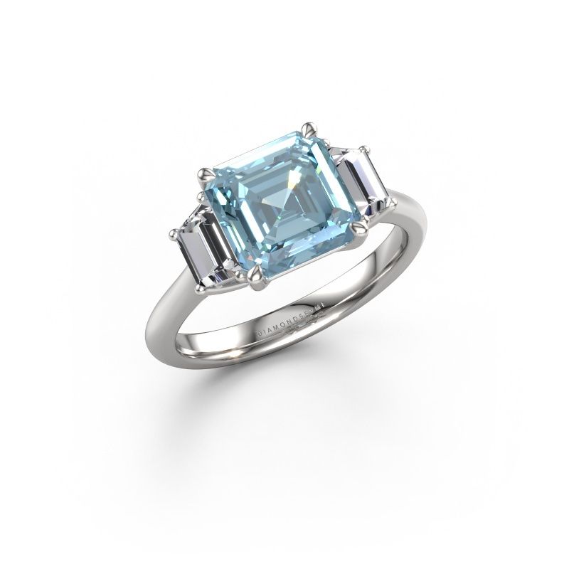 Verlovingsring Maggie ASC 950 platina blauwe lab grown diamant 8 mm