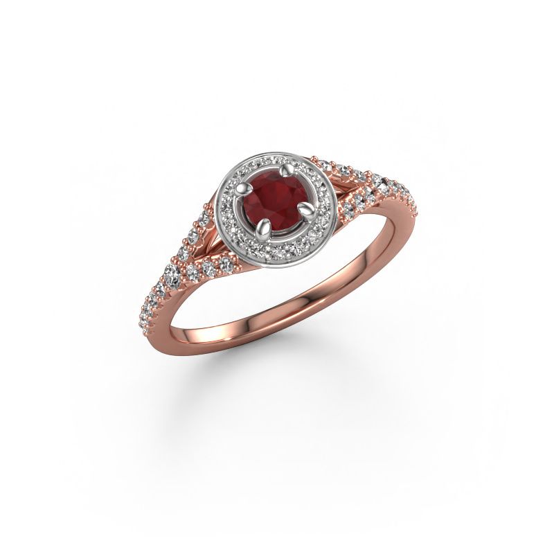 Engagement ring Pamela RND 585 rose gold ruby 4 mm