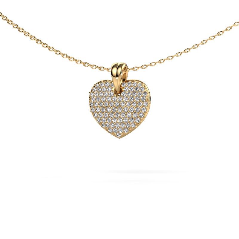 Image of Necklace Heart 5 585 gold diamond 0.402 crt
