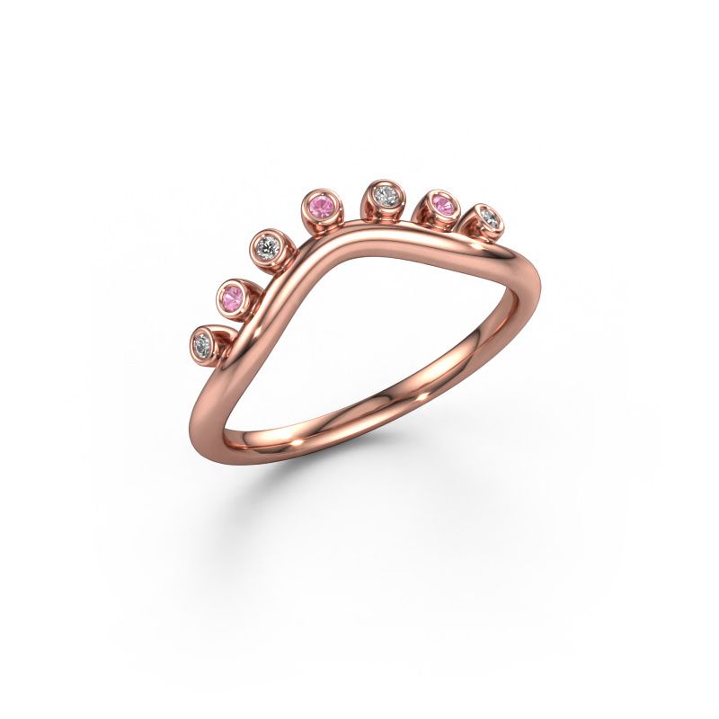Bague superposée Drop A 585 or rose saphir rose 1.2 mm