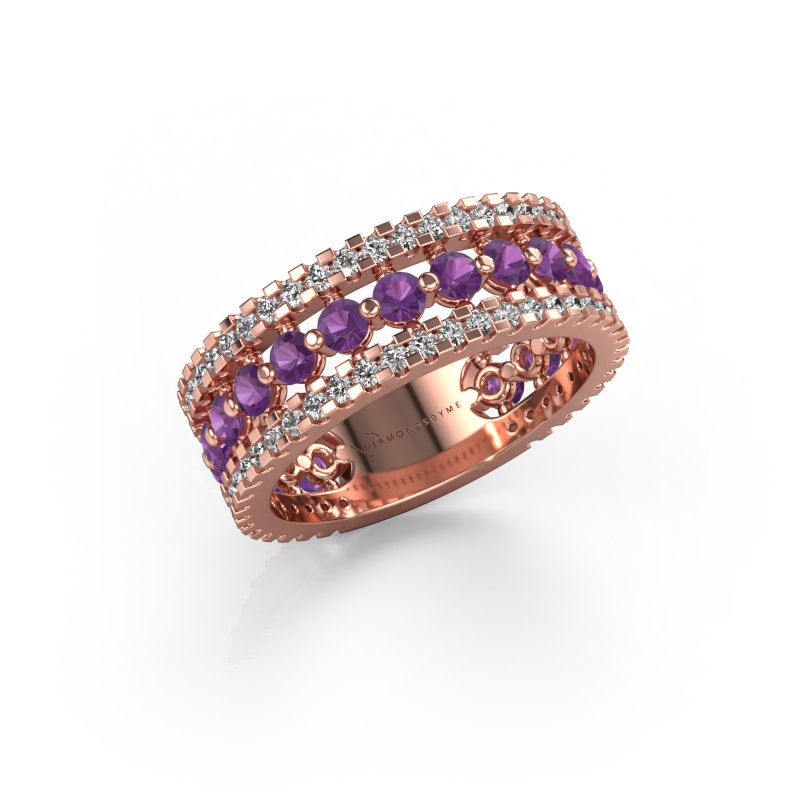 Ring Elizbeth 2 585 rose gold amethyst 2.4 mm