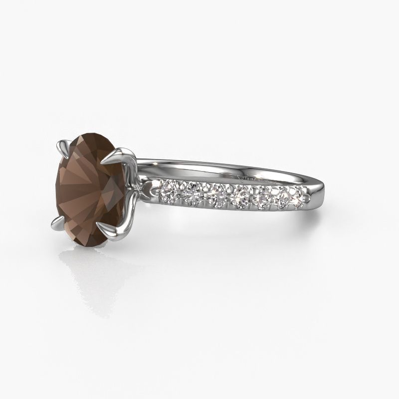 Image of Engagement Ring Crystal Ovl 2<br/>950 platinum<br/>Smokey quartz 9x7 mm