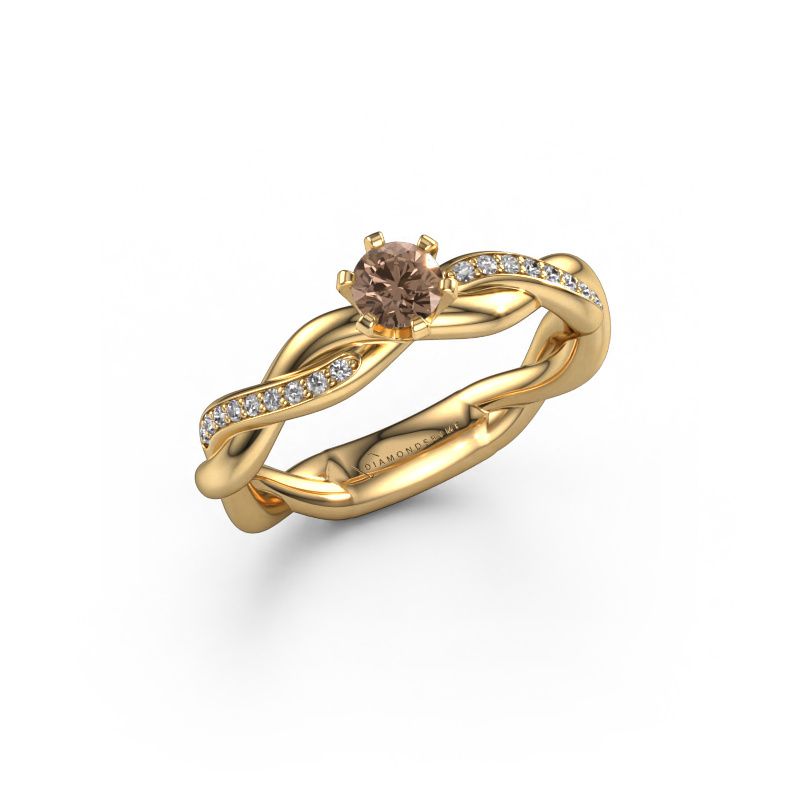 Bague de fiançailles Page 585 or jaune diamant brun 0.60 crt