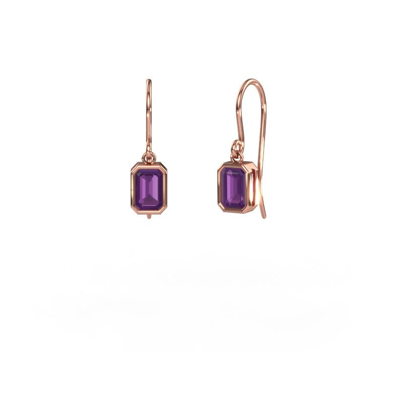 Earrings Lavon EME 585 rose gold amethyst 6x4 mm