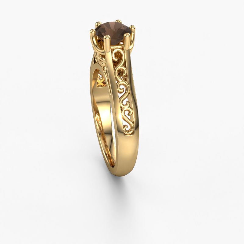 Image of Engagement ring Shan 585 gold smokey quartz 6 mm