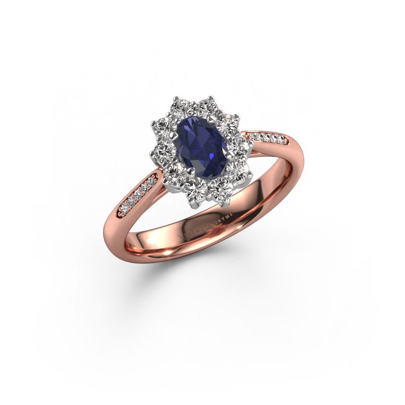 Engagement ring Leesa 2 585 rose gold sapphire 6x4 mm