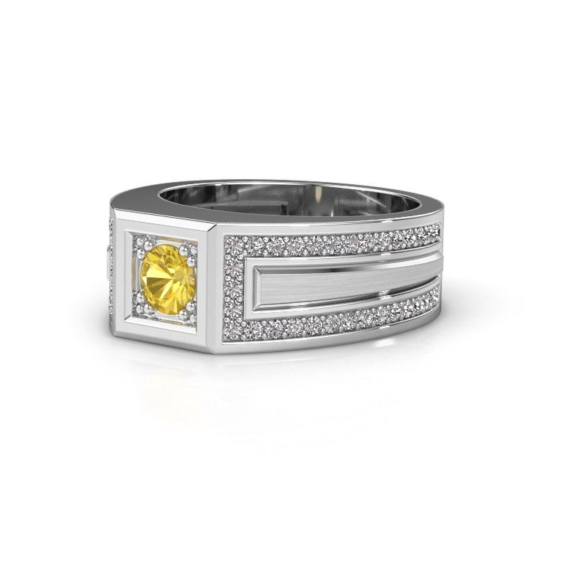 Image of Men's ring lando<br/>950 platinum<br/>Yellow sapphire 4.7 mm