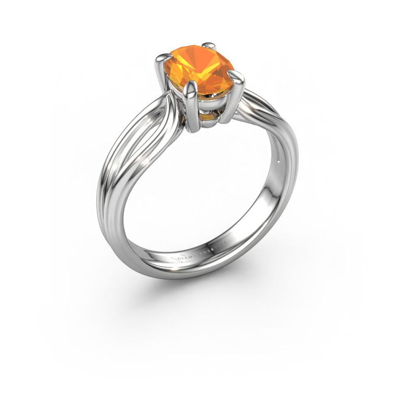 Verlobungsring Antonia ovl 1 585 Weißgold Citrin 8x6 mm