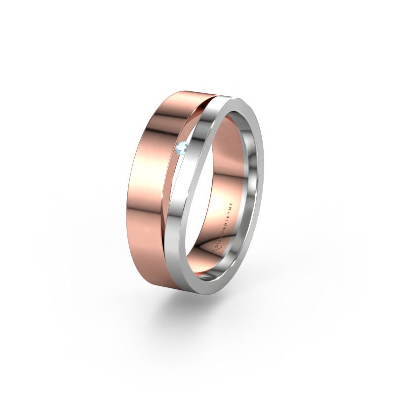 Trouwring WH6000L16AP 585 rosé goud aquamarijn ±6x1.7 mm