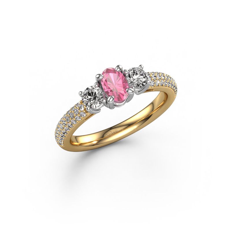 Engagement ring Marielle OVL 585 gold pink sapphire 6.5x4.5 mm