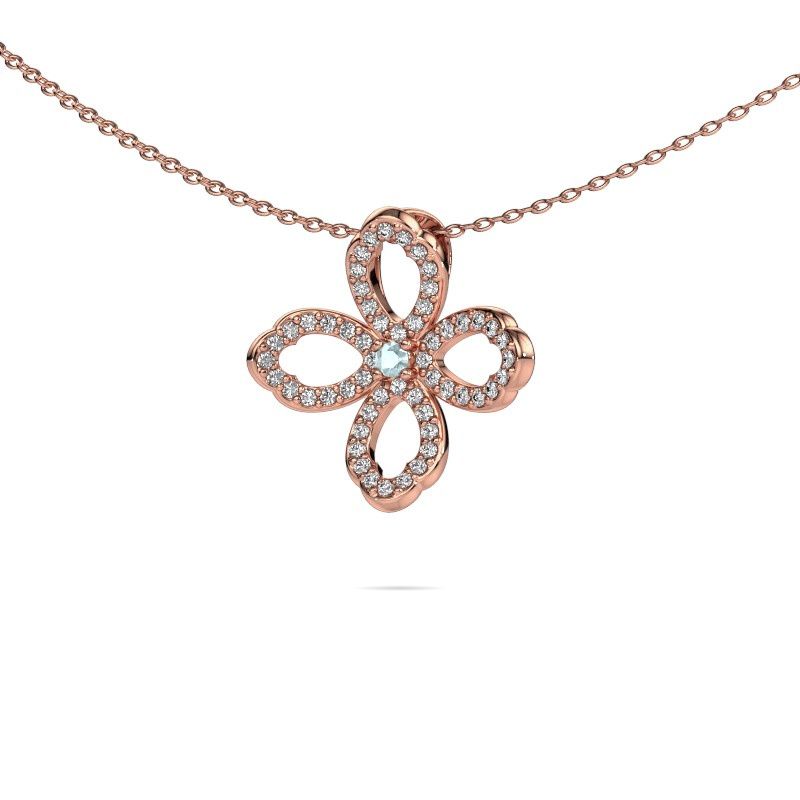 Kette Chelsea 585 Roségold Aquamarin 2 mm