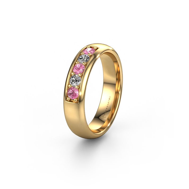 Wedding ring WH0111L35BP 585 gold pink sapphire ±5x2 mm