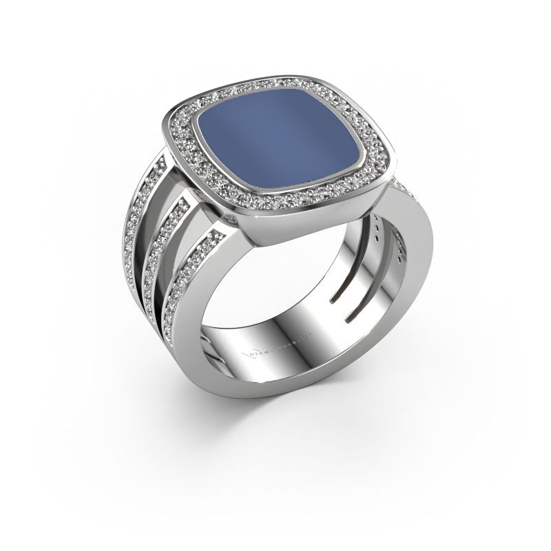 Siegelring Tijn 950 Platin Blau Lagenstein 13x11 mm