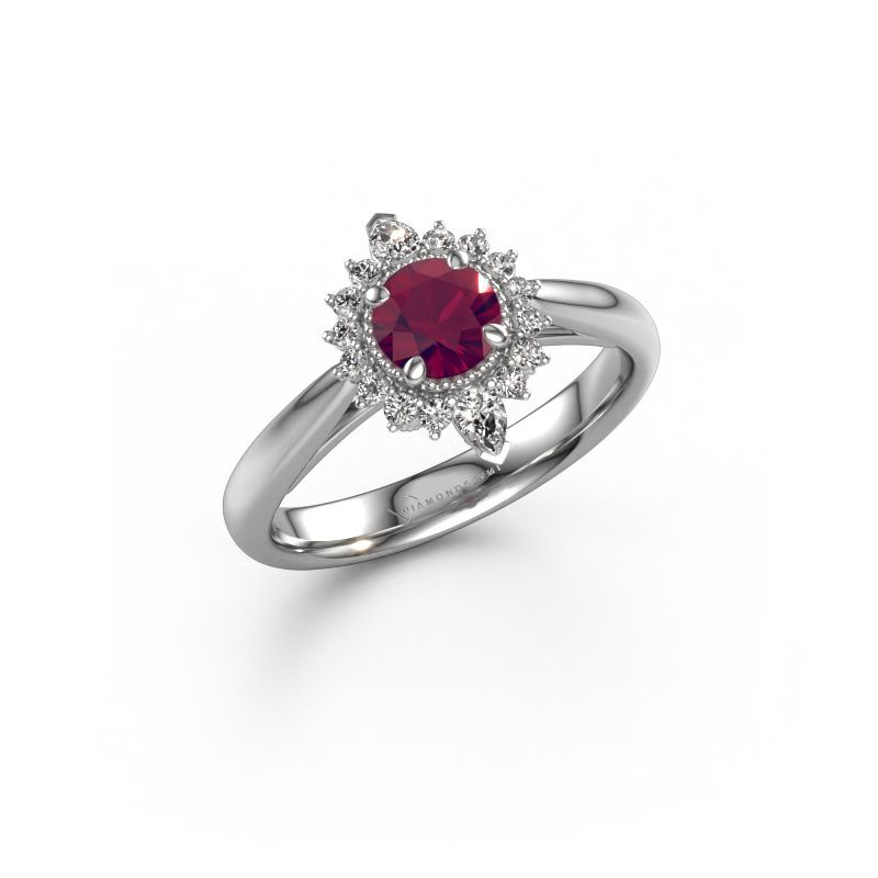 Verlobungsring Susan 585 Weißgold Rhodolit 5 mm