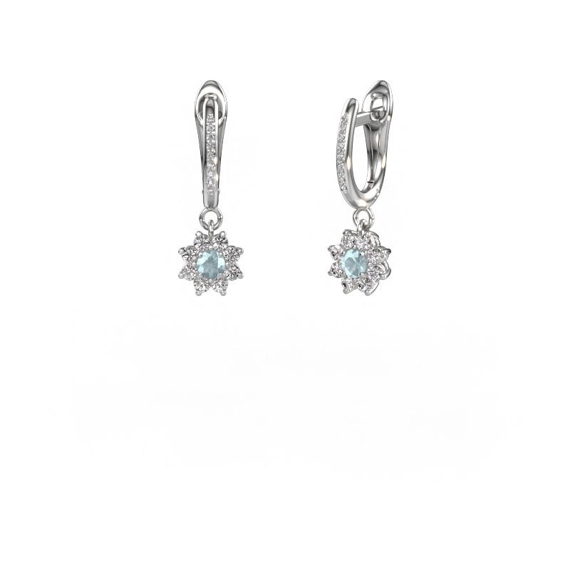 Drop earrings Camille 2 950 platinum aquamarine 3 mm