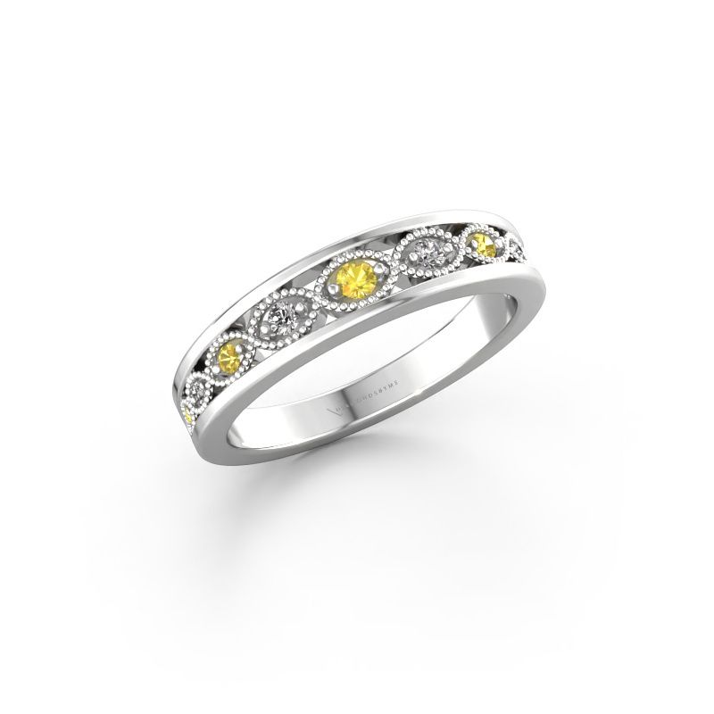 Stackable ring Laine 585 white gold yellow sapphire 2 mm