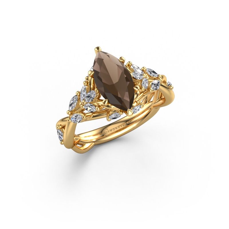 Forlovelsesring Samantha MRQ 585 gull røykkvarts 11x5.5 mm