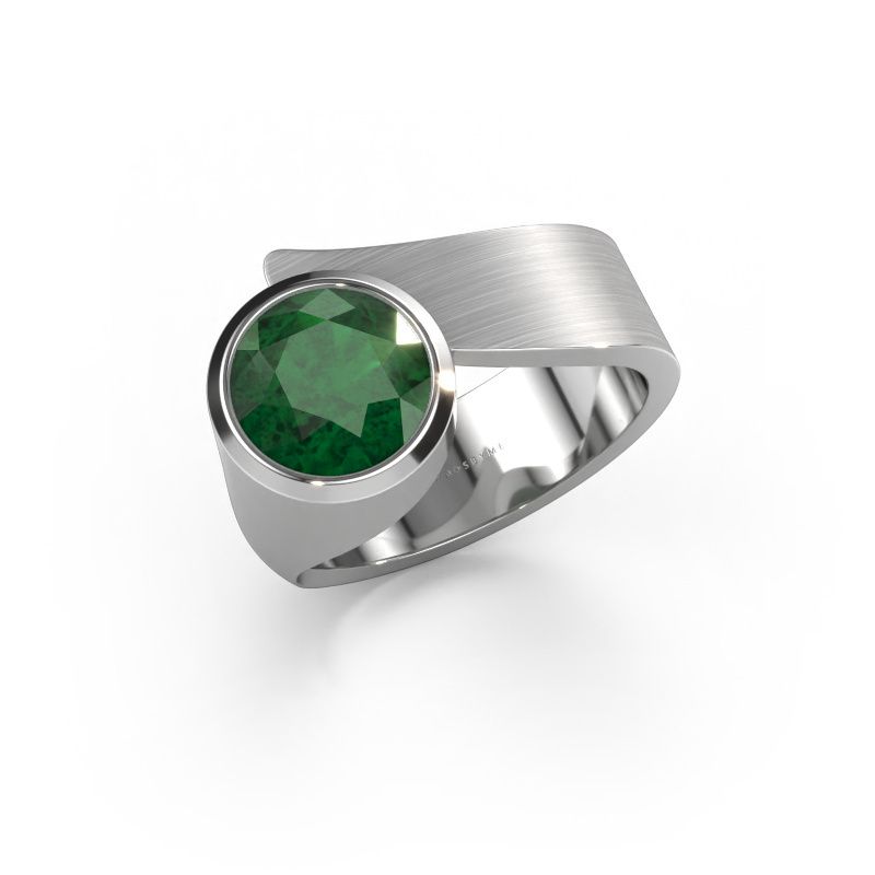 Ring Nakia 585 white gold emerald 8 mm