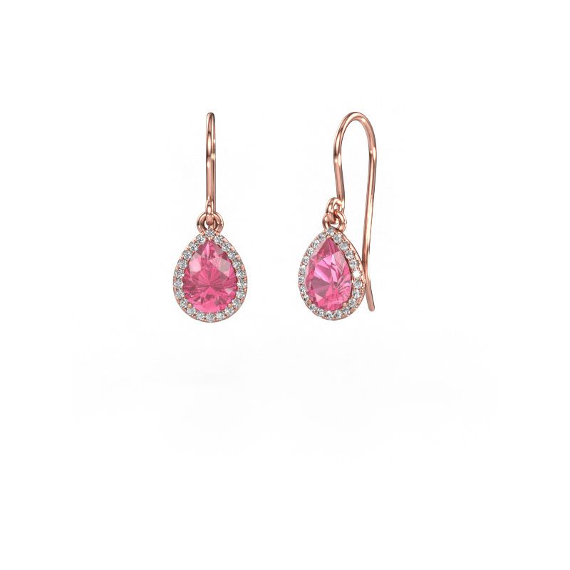 Pendants d'oreilles Seline per 585 or rose saphir rose 7x5 mm