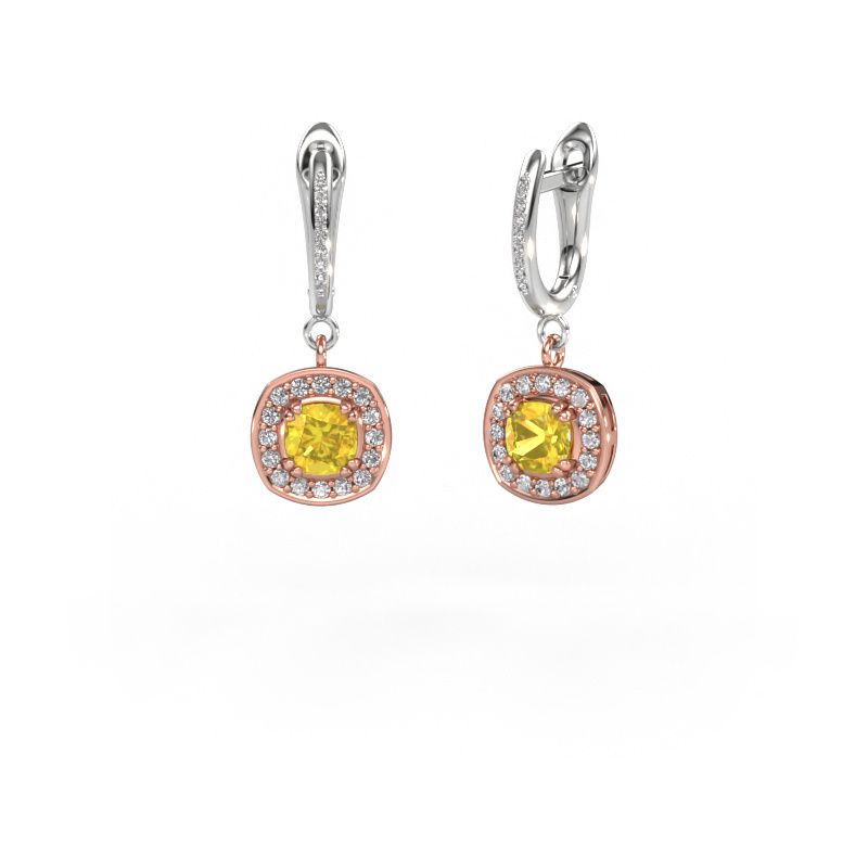 Pendants d'oreilles Marlotte 2 585 or rose saphir jaune 5 mm