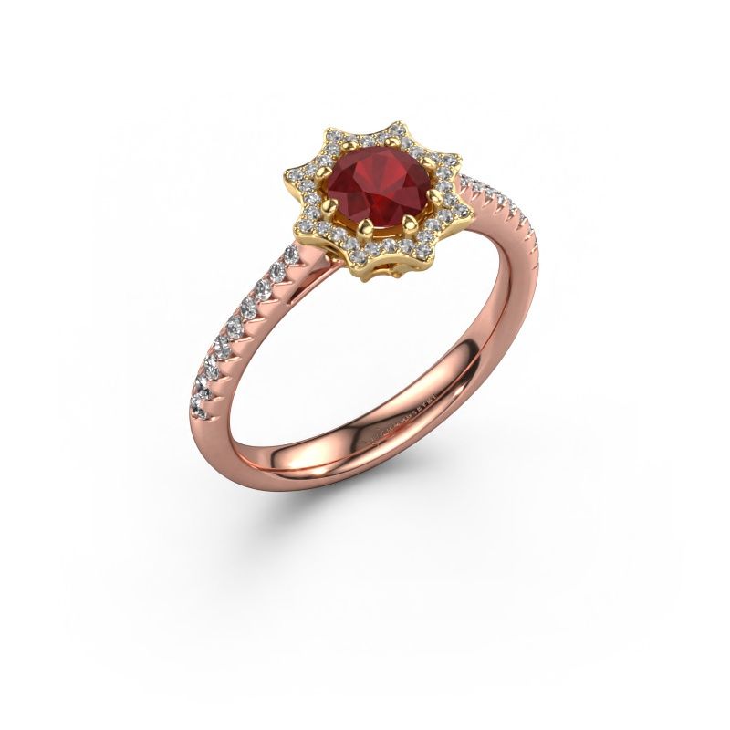 Engagement ring Zena 585 rose gold ruby 5 mm