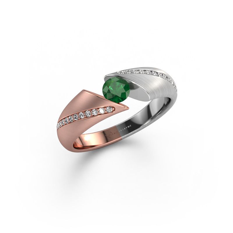 Verlovingsring Hojalien 2 585 rosé goud smaragd 4.2 mm