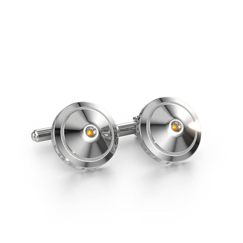 Manchetknopen Demian 585 witgoud citrien 2.2 mm