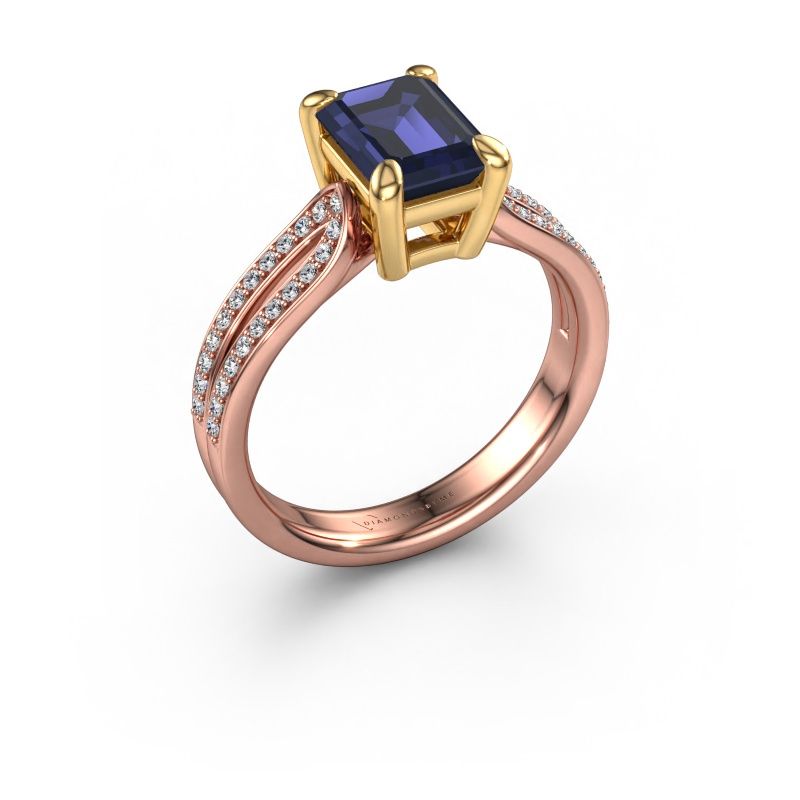 Verlovingsring Antonia eme 2 585 rosé goud saffier 8x6 mm