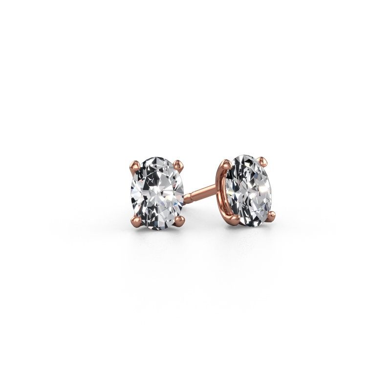 Clous d'oreilles Sam OVL 585 or rose diamant 0.70 crt