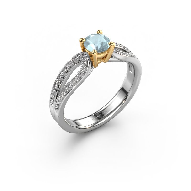Verlobungsring Antonia rnd 2 585 Weißgold Aquamarin 5 mm