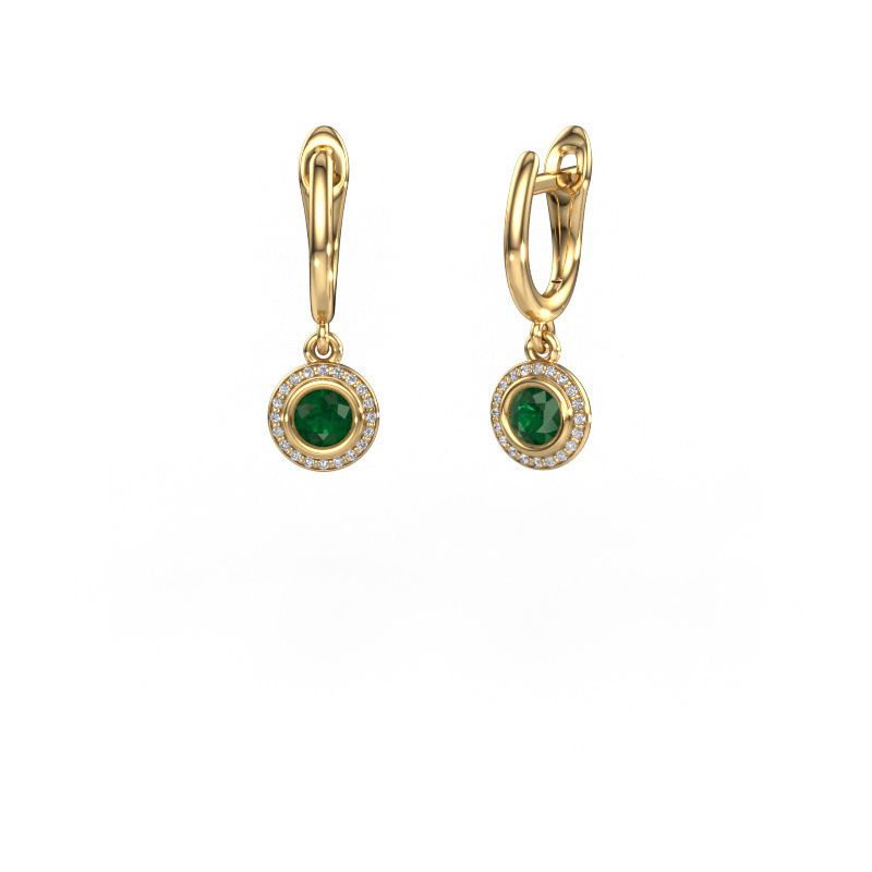 Pendants d'oreilles Noud RND 585 or jaune emeraude 4 mm