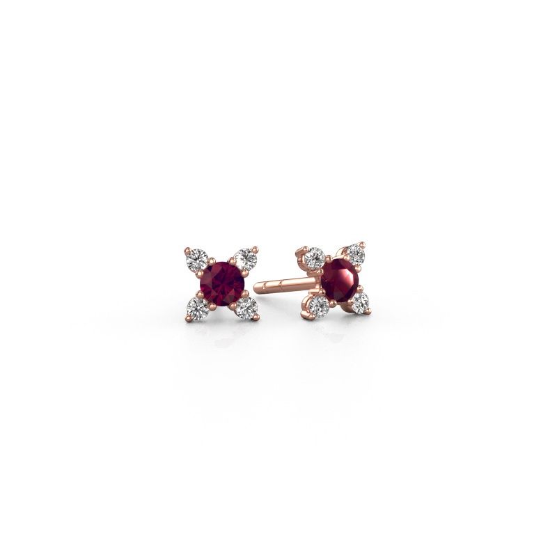 Boucles d'oreilles Nina 585 or rose rhodolite 3 mm