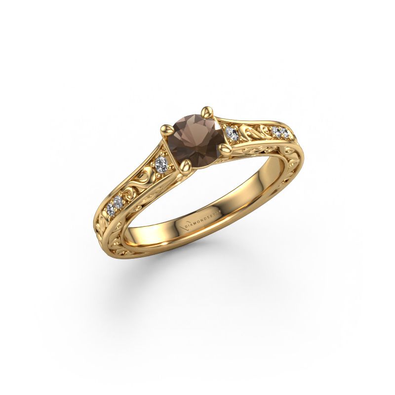Engagement ring Mallory RND 585 gold smokey quartz 5 mm