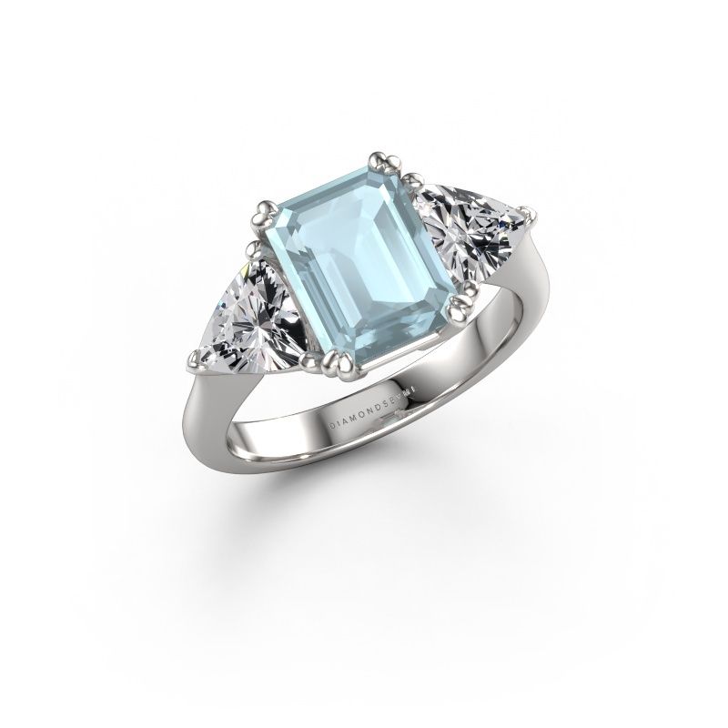 Engagement ring Paula 585 white gold aquamarine 9x7 mm