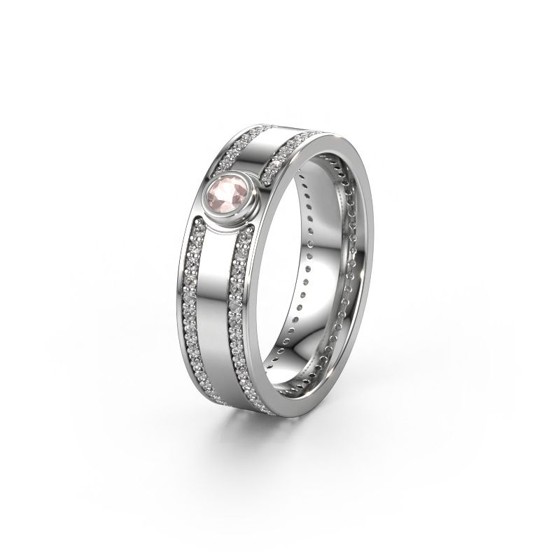 Wedding ring WH2044P 950 platinum morganite champagne ±0.24x0.08 in