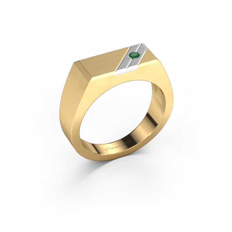 Men's ring Dree 5 585 gold emerald 2.4 mm