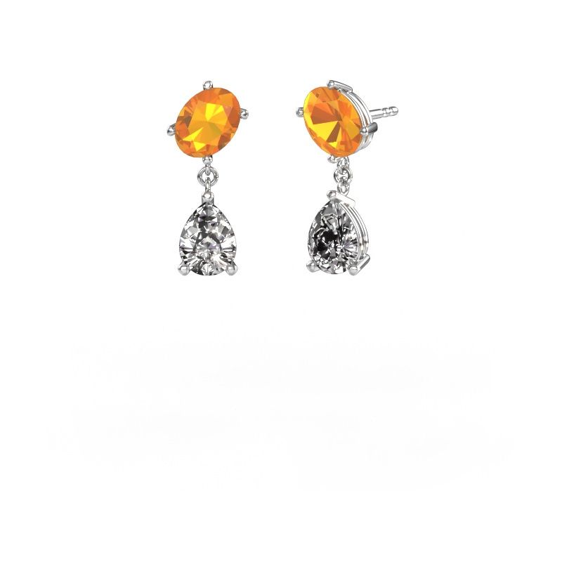 Earrings Toi et Moi OVL-PER 950 platinum citrin 8x6 mm