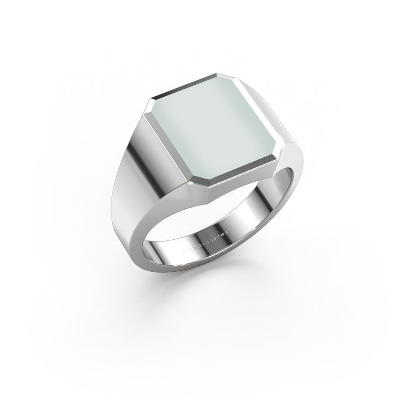 Zegelring Lars 2 585 witgoud groene lagensteen 12x10 mm