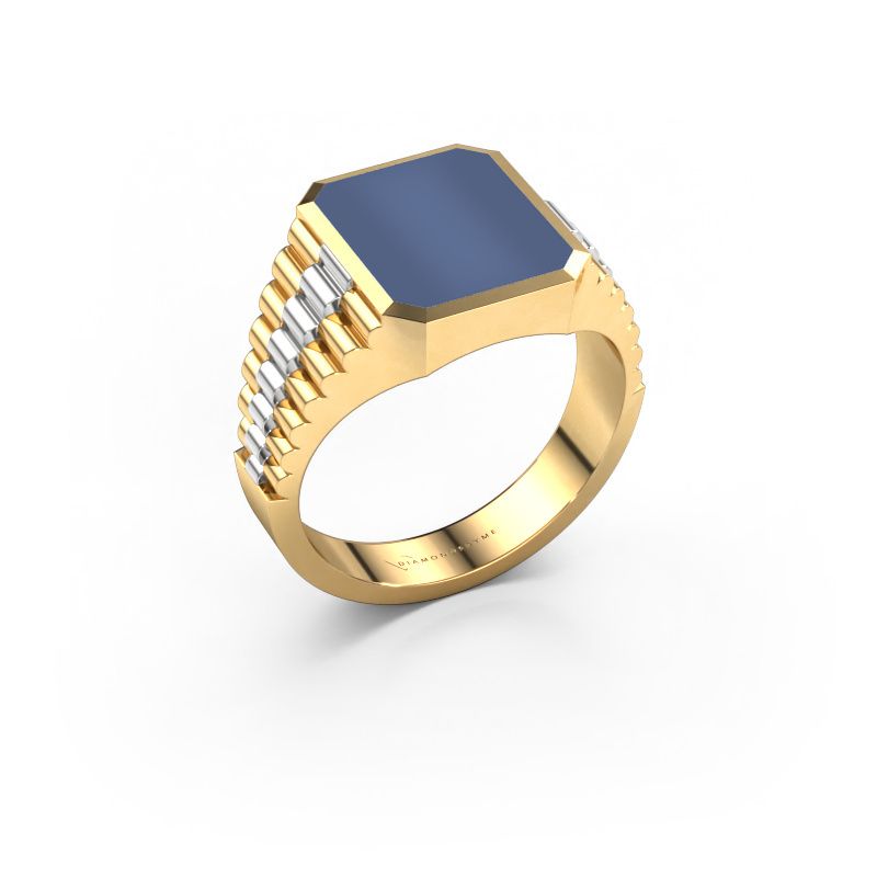 Signet ring Brent 2 585 gold blue sardonyx 12x10 mm