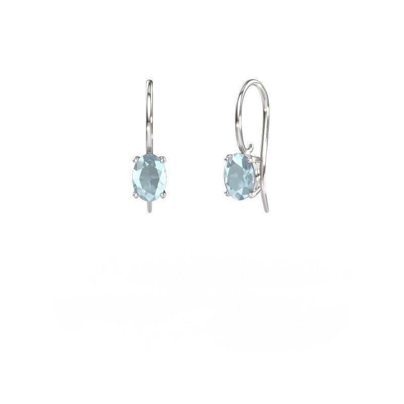 Pendants d'oreilles Cleo OVL 585 or blanc aigue-marine 7x5 mm