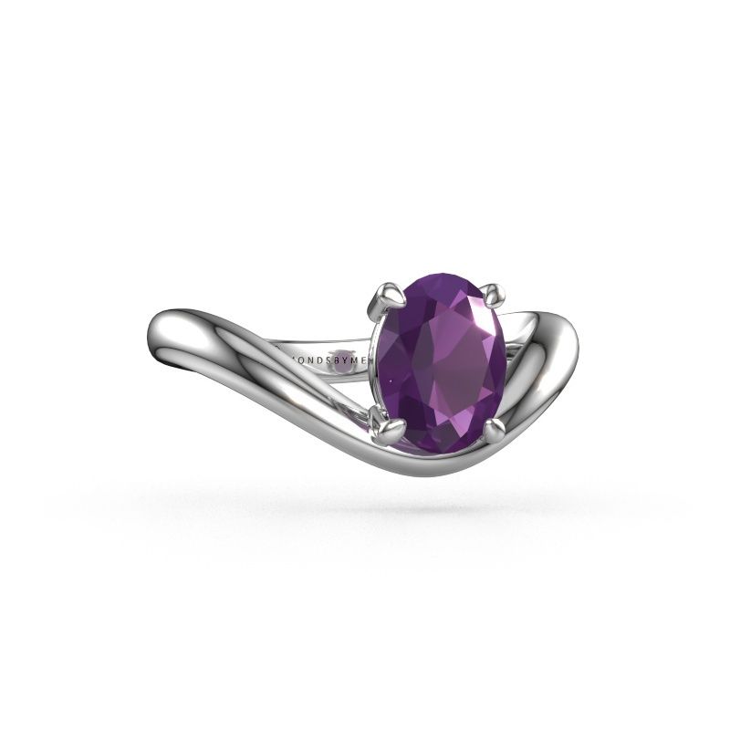 Engagement ring Femke OVL 950 platinum amethyst 8x6 mm