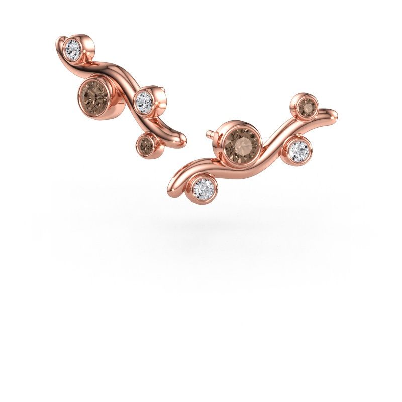 Clous d'oreilles Jin 585 or rose diamant brun 0.78 crt