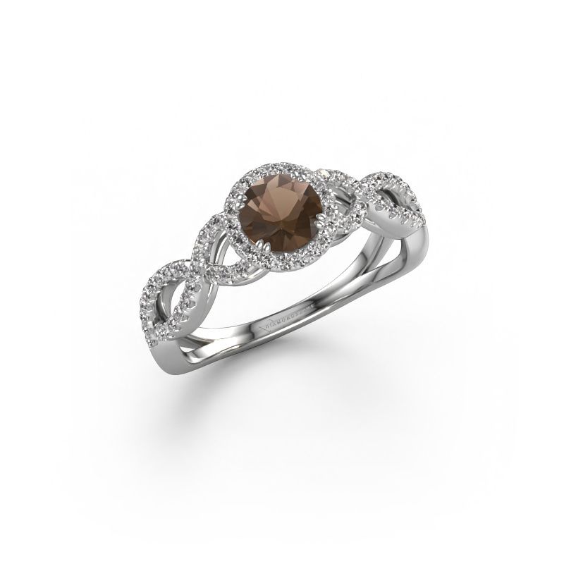 Verlovingsring Dionne rnd 585 witgoud rookkwarts 5 mm